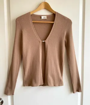 Aritzia Wilfred Open Front Clasp Cardigan Sweater Sz XS Ribbed Y2K 90s thumbnail 1
