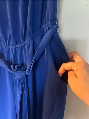 Monteau Cobalt Blue One-Shoulder Maxi Dress with Waist Tie thumbnail 3