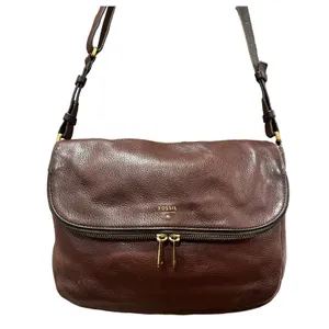 Fossil Preston Brown Leather crossbody Bag with expandable zipper & Flap… thumbnail 1