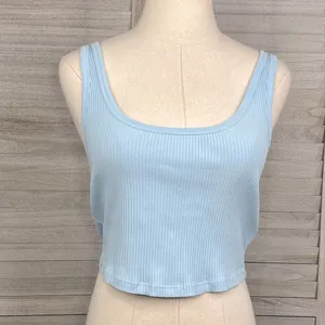 OLD NAVY Stretchy Ribbed Cropped Tank Top Light Blue-Medium thumbnail 1