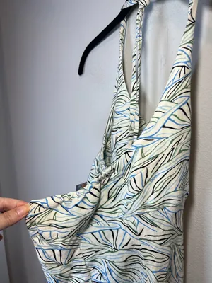 Of the Earth Halter Dress Botanical Print Beige Neutral Summer Midi NEW Sz Small thumbnail 10