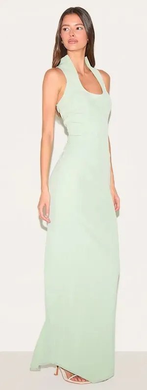 Pretty Little Thing Woven Scoop Neck Maxi Dress Pale Lime thumbnail 1