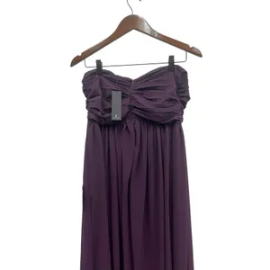 Lulus Luxe Favorite Dark Purple Strapless Ruched Maxi Dress size Large NWT thumbnail 3