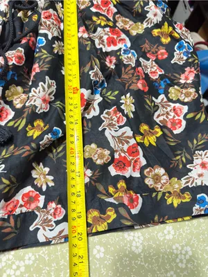 Marc New York Jeans Floral Oversized Blouse XL Black Multicolor Tassel Tie thumbnail 9