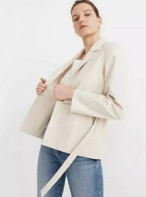 Madewell Cotton-Linen Beige Summer Blazer Jacket S thumbnail 1