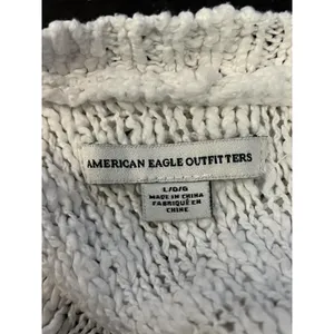 American Eagle Outfitters Sweater Womens Large White Fringe Open Back Pullover thumbnail 6