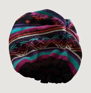 Mudd Y2k Women Beanie Hat Fair Isle Geometric Knit Purple Teal Black Slouchy Hat thumbnail 1