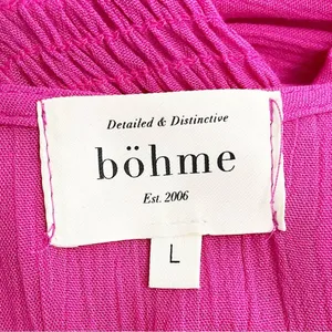Bohme Saltwater Smocked Midi Dress Large Fuchsia Pink Flutter Sleeve Boho thumbnail 10