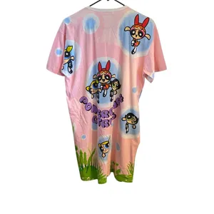 Powerpuff Girls Pink lady Vintage 90s Cotton T-shirt dress Graphic Tee Dress thumbnail 8