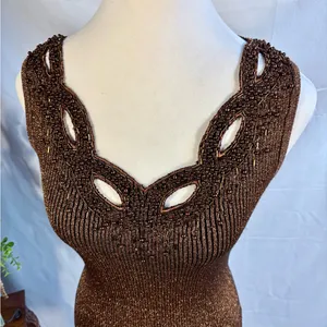 Vintage Cache Beaded Metallic Ribbed Tank Top Size Medium🧡 thumbnail 4