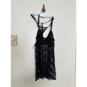 NWT MBlack Lack Babydoll Nightgown Tank Top Chemise w Pink Bow + Matching Thong thumbnail 6