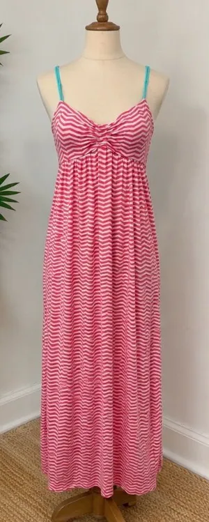 Roxy Pink Chevron Stripe Maxi Dress – Size Large thumbnail 1