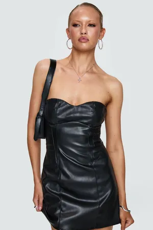 Princess Polly Strapless Mini Leather Dress thumbnail 1