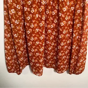 J. Crew Factory Women's Smocked Shirt Orange Floral‎ Long Sleeve Mock Neck AS356 thumbnail 5