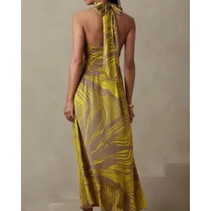 Banana Republic Size-8/Petite Maxi Dress‎ Tie Back Halter Botanica Printed $150 thumbnail 3