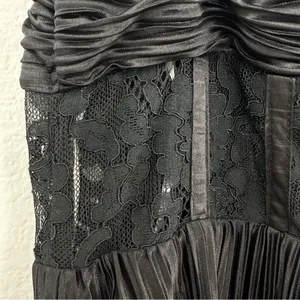Lulus Black Strapless Lace Corset Pleated Maxi Dress thumbnail 7