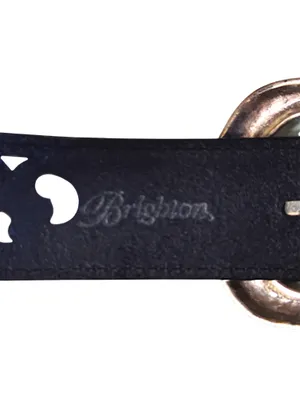 Brighton Black Pierced Leather Belt with Silver Western Buckle Sz L 34 thumbnail 4