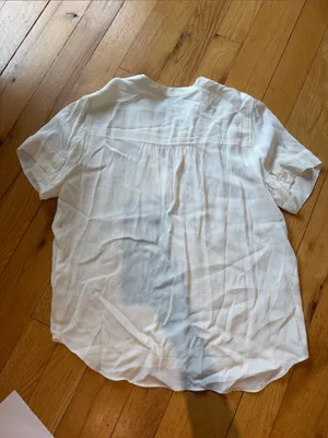 J. Crew Off White V-Neck Short Sleeve Blouse Size Medium - C1-325 thumbnail 7