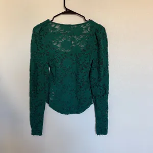 Intimately Free People Green Lace Square Neck Puff Sleeve Top Whimsigoth Boho XS thumbnail 2