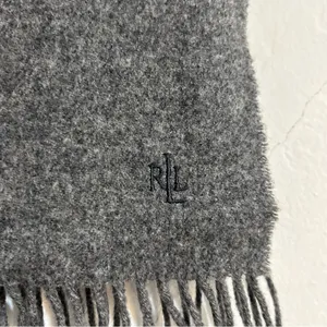 Lauren Ralph Lauren 100% Lambswool Monogram Scarf Quiet Luxury Preppy Classic thumbnail 3