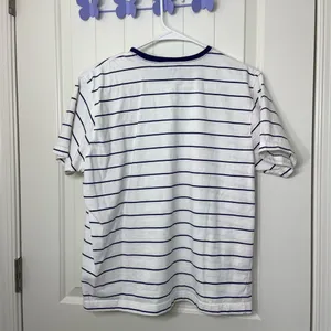 Chelsea Cambell‎ women’s white navy striped shirt sleeve tshirt top XL thumbnail 4