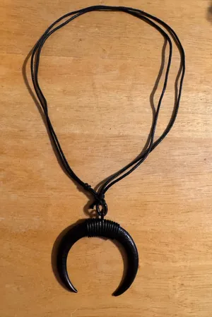 Black Metal Crescent Moon Viking Necklace thumbnail 1