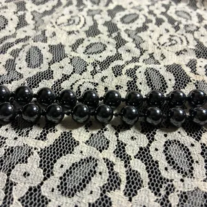Genuine Hematite Bead Necklace Beautifully Hand Knotted Heavy 35" thumbnail 2