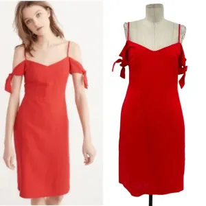 Abercrombie and Fitch Dress Sheath Tie Off the Shoulder Linen‎ Blend Red Size 4 thumbnail 2