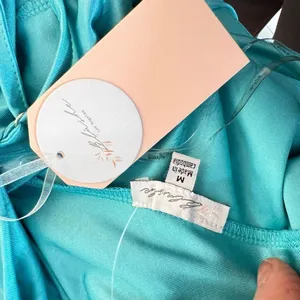 Blashe NWT Turquoise Halter Stretch Satin Crisscross Open Back Long Gown Medium thumbnail 8