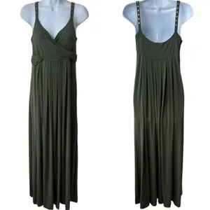 Karen Alexander Boston Proper Green‎ Studded Maxi Dress Resort Travel Summer M thumbnail 2
