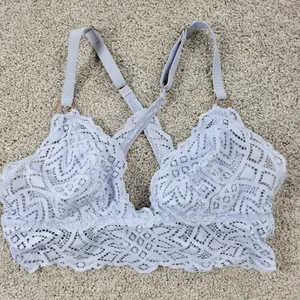 Aerie Lace Bralette‎ Womens S Blue Padded Adjustable Crossed Strap Lingerie Top thumbnail 11