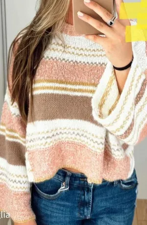 Sincerely Jules super trendy ombré cropped cable knit, sweater 100% cotton XL thumbnail 1