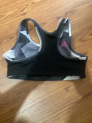Reebok Black and White Racerback Sports Bra thumbnail 2