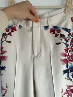 Zara Cream Floral Boot Cut Pants thumbnail 4