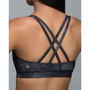 Lululemon Energy Sports Bra Criss Cross Back Yoga Sequin Snake Slate Black 4 thumbnail 2