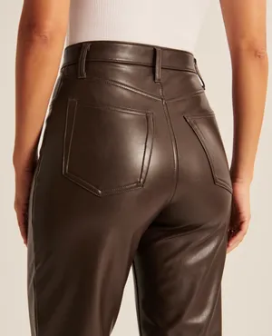 Abercrombie Curve Love Vegan Leather 90s Straight Pant thumbnail 4