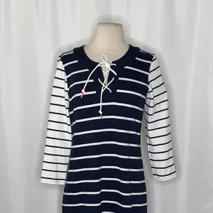 NWT!! TOMMY BAHAMA Floricita Stripe Shift Dress Navy Blue‎ White Stripe X-Small thumbnail 3