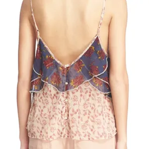 Free People All Things Sheer floral camisole tiered tank top In size L thumbnail 14