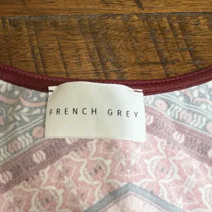 French Grey Womens L Pink Chevron Knit V Neck Dress thumbnail 4