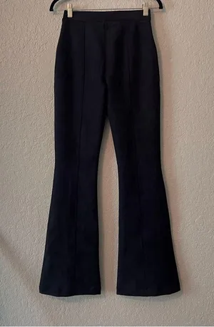SPANX Pants Womens Sz SMALL Faux Suede Flare Bootcut DARK BLUE #78 thumbnail 7