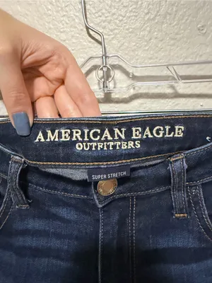 American Eagle Hi-Rise Shortie Denim Shorts Size 10 Dark Wash Stretch thumbnail 3