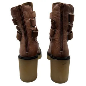 Free People US 9 EU 39 Jesse Cutout Strappy Platform Boots Brown Tan Heeled Boho thumbnail 8
