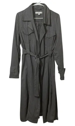 New York & Company Gray Tie Waist Lightweight Trench Coat Jacket(Size Small) thumbnail 1
