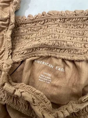 American Eagle Tan Eyelet Crop Top Size Small thumbnail 3