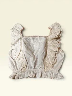 Zara Women's Blouse White Square Neck Lace Embroidered Pullover 100% Cotton XS thumbnail 2