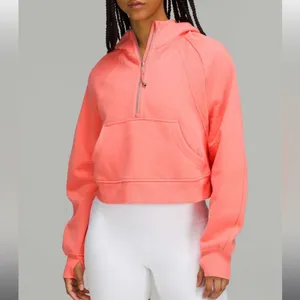 Lululemon Scuba Oversized Half Zip Hoodie Cotton Terry Raspberry Cream Size XS/S thumbnail 9