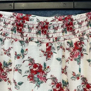 CHELSEA & VIOLET Skirt Large White Red Floral Tie Elastic Waist Handkerchief Hem thumbnail 13