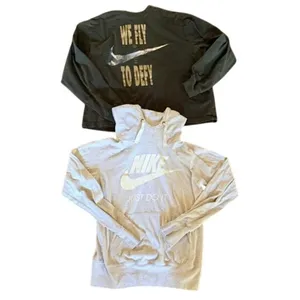 Nike Women’s Size M Hoodie & Long Sleeve Tee Lot Gray Olive Swoosh Just Do It thumbnail 2
