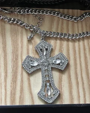 Forever 21 silver rhinestone cross necklace thumbnail 1