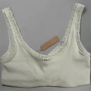 Skims Logo Pointelle Bralette XS Bone Lace Trim Rosette NWT thumbnail 1